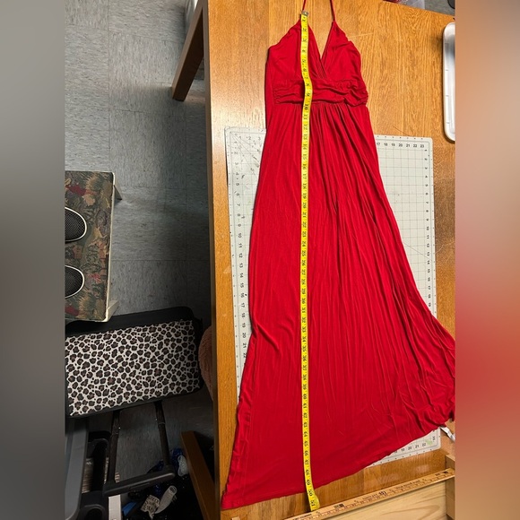 Red Sleeveless Maxi Dress with Spaghetti Straps - Picture 5 of 5